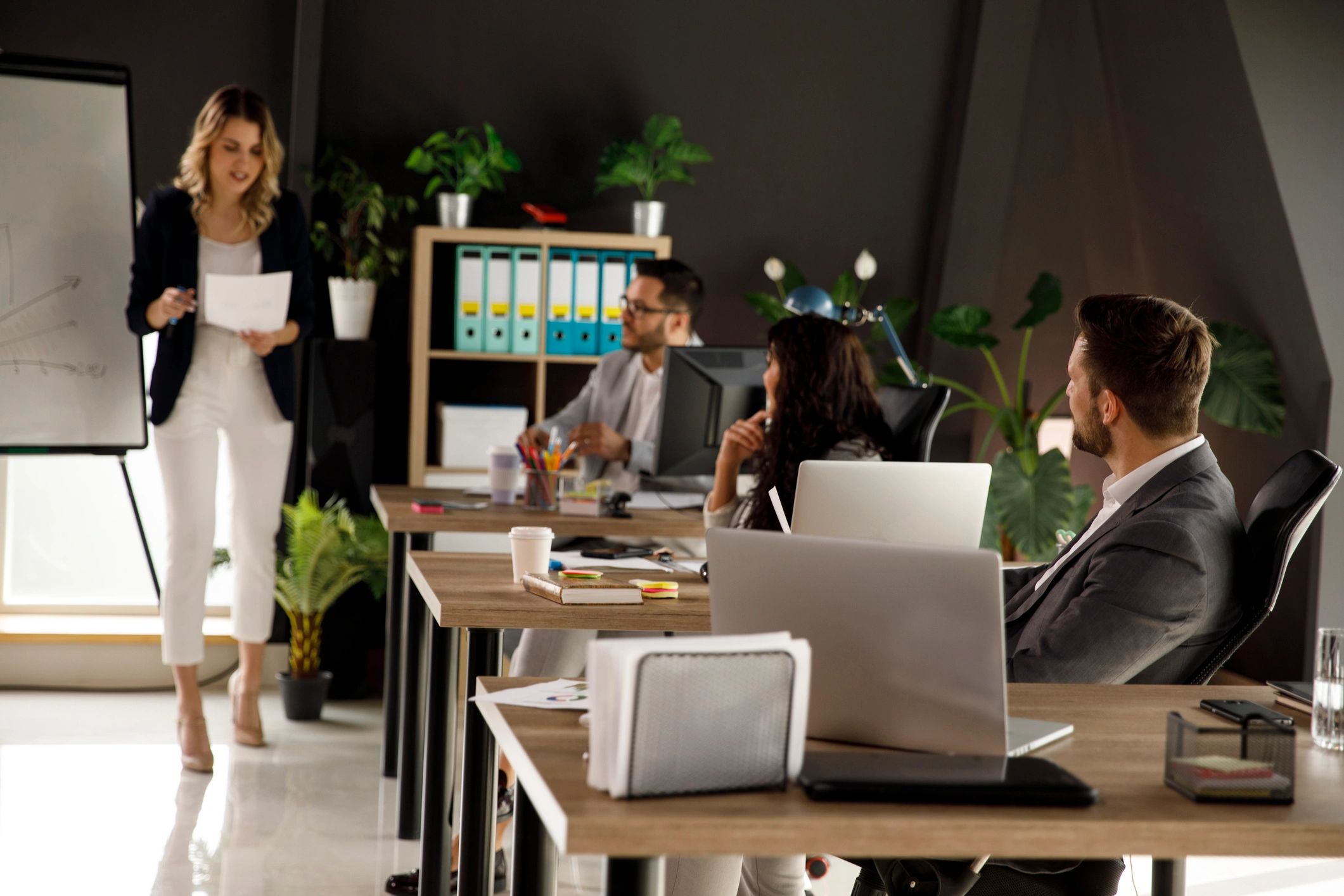 Businesswoman giving a presentation at the office