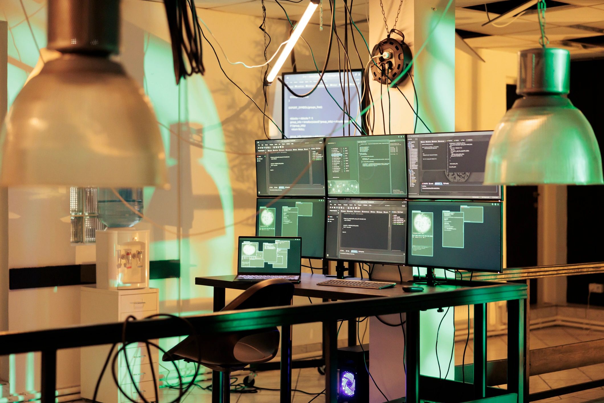 Multiple computer screens used for centralized monitoring