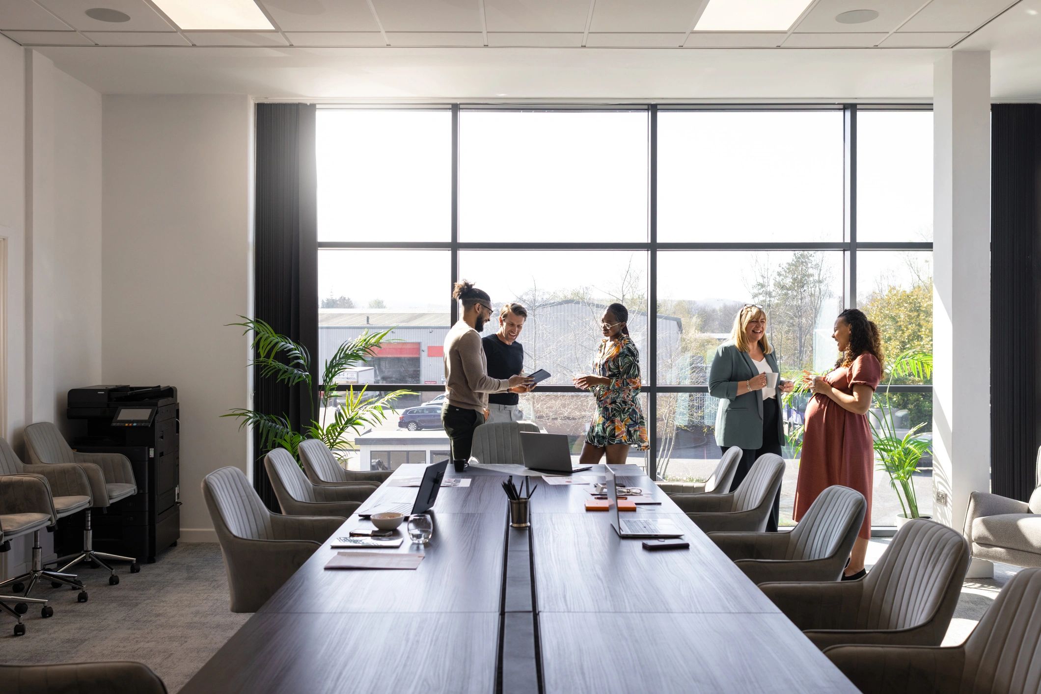 Business team discussing growth strategy in a modern office
